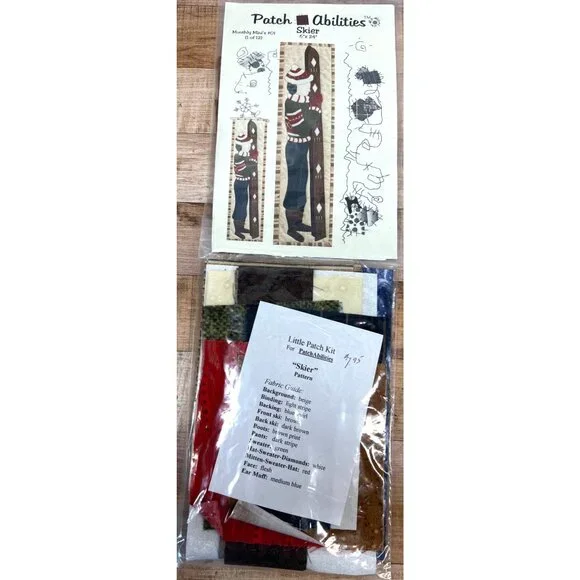 Skier Ski Themed 6 x 24 Quilt Block or Wall Hanging Pattern Monthly Minis 01 - Picture 1 of 4